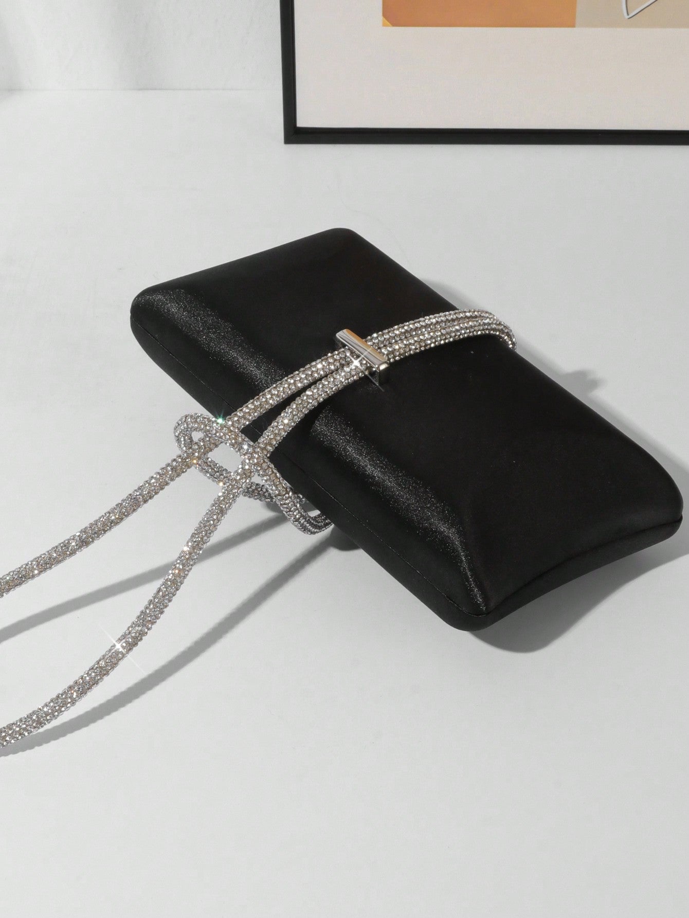 Rhinestone Rope Decorated Clutch Bag