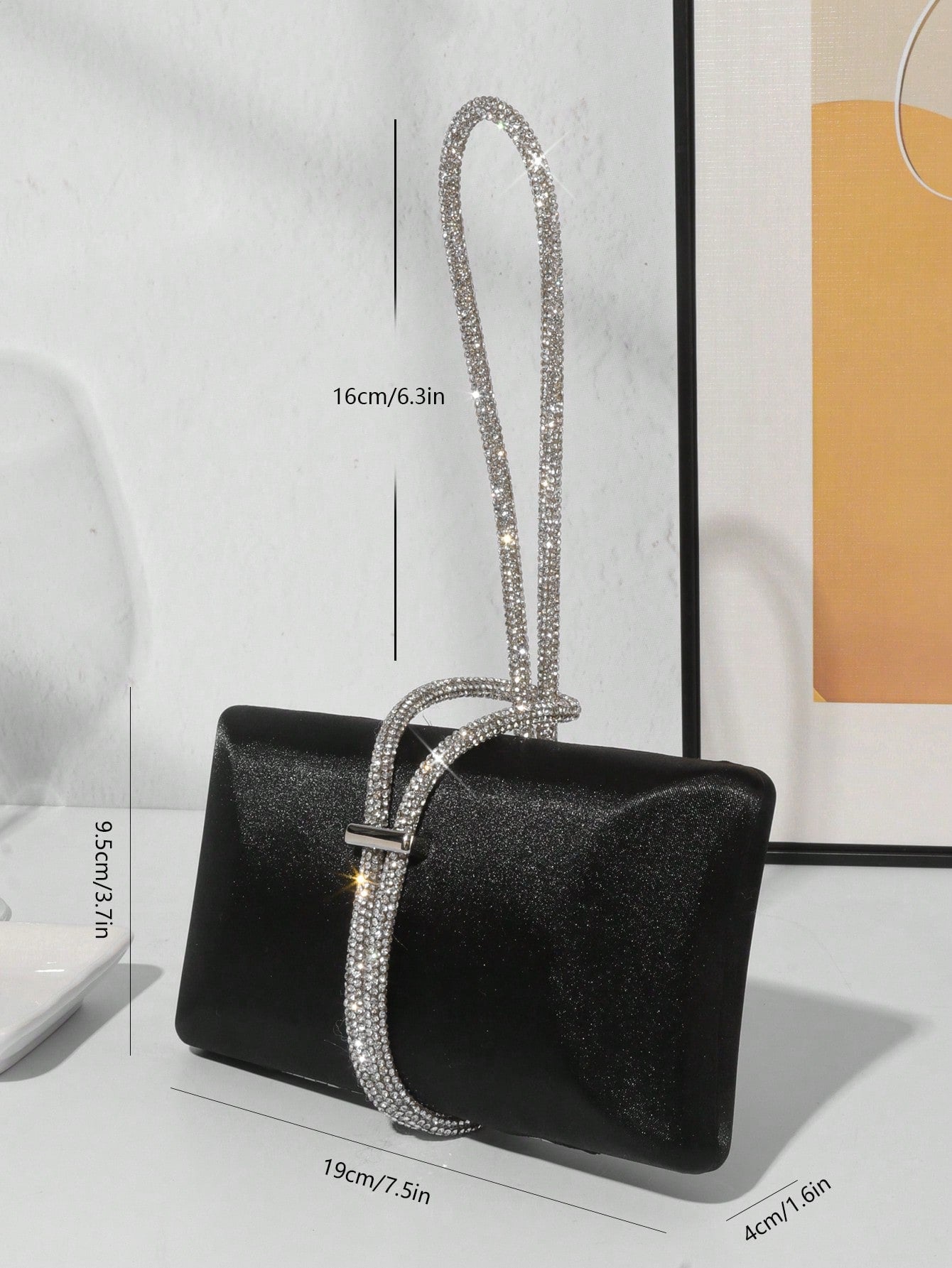Rhinestone Rope Decorated Clutch Bag