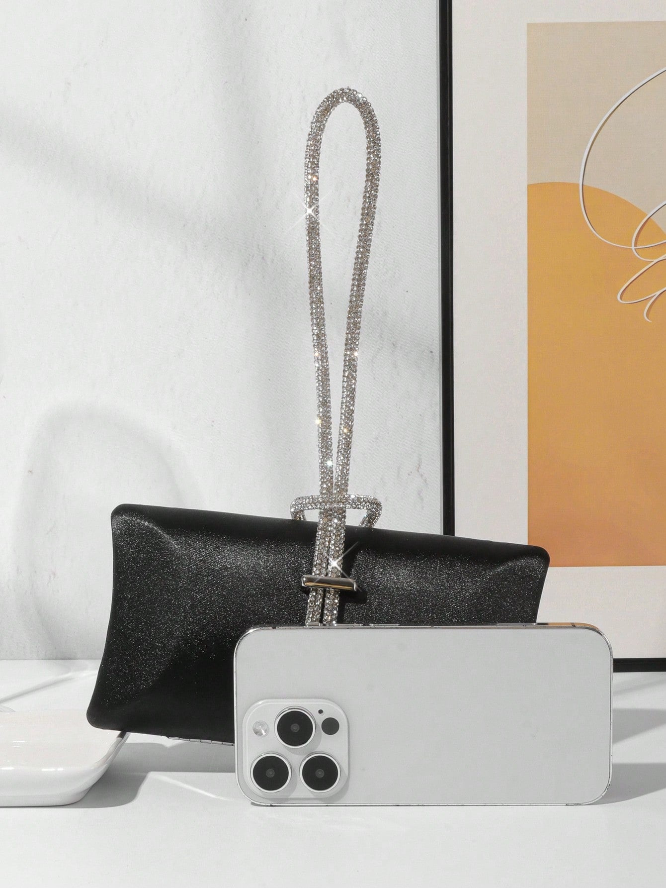 Rhinestone Rope Decorated Clutch Bag
