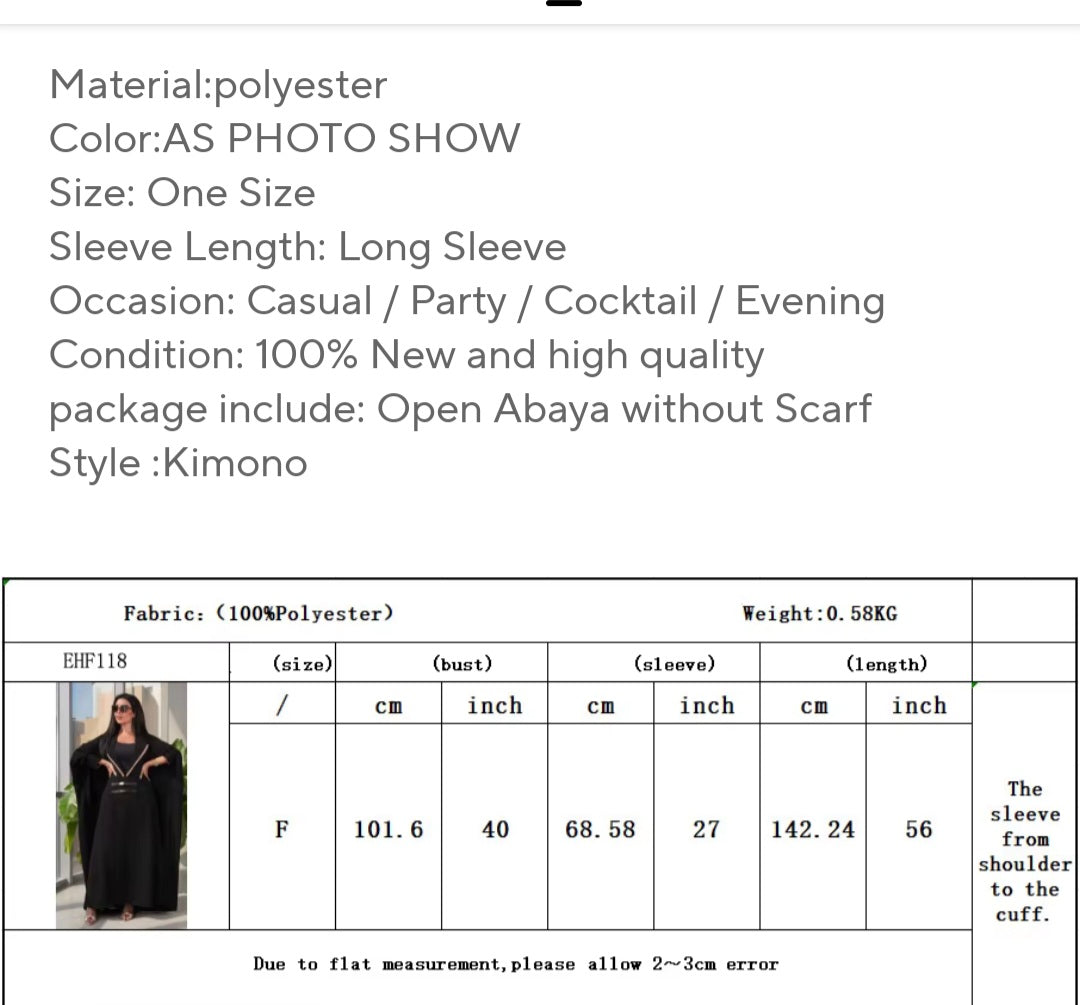 Leather Buckle Open Kimono Abaya