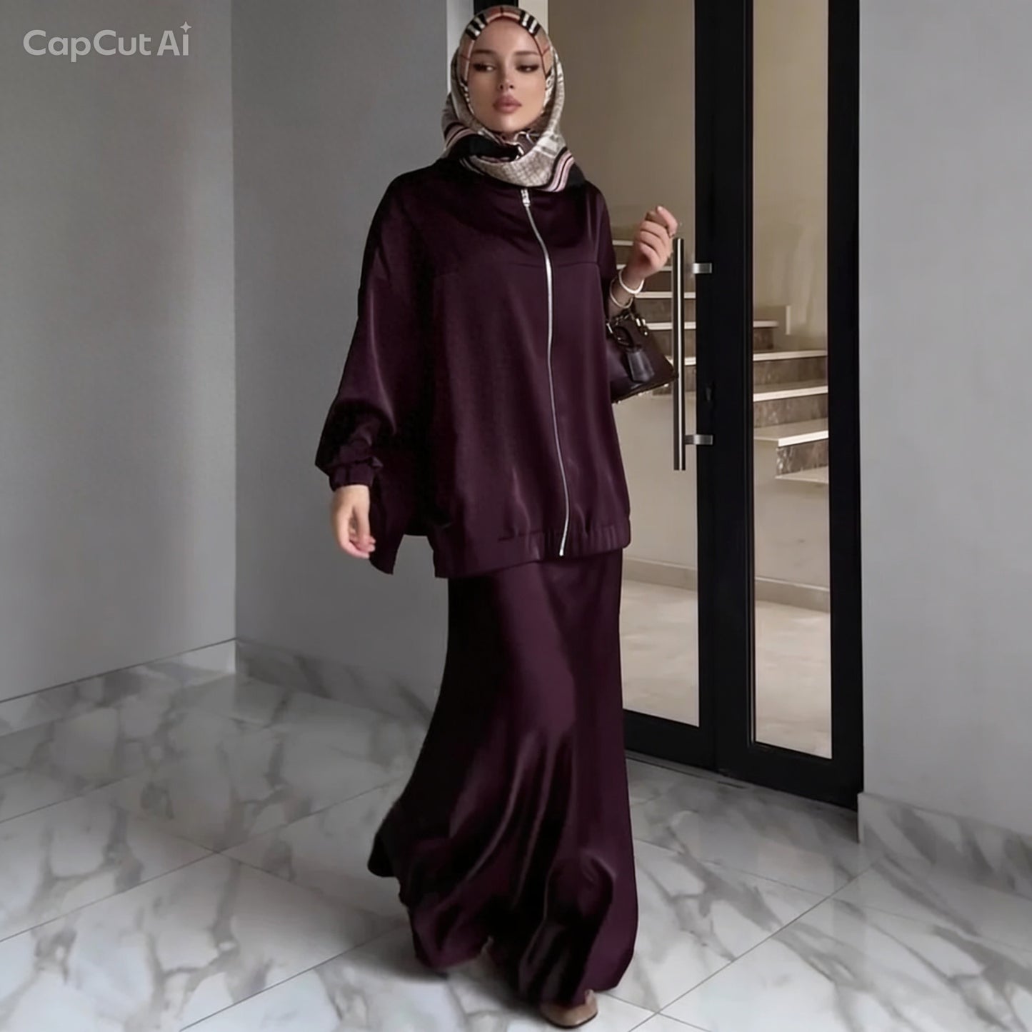 Satin Skirt and Blouse Set
