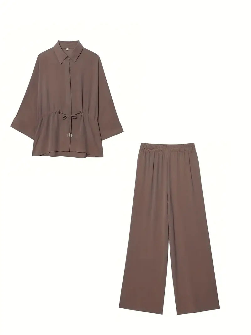 Three-Quarter Sleeve Shirt & Pants Set