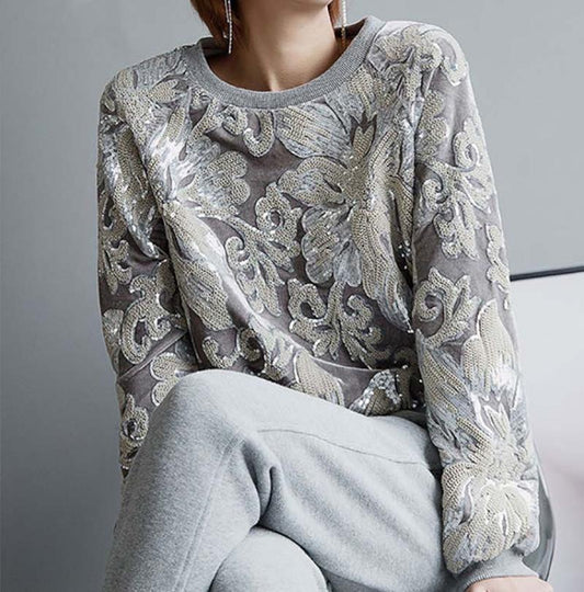 Flower Sequin Sweater