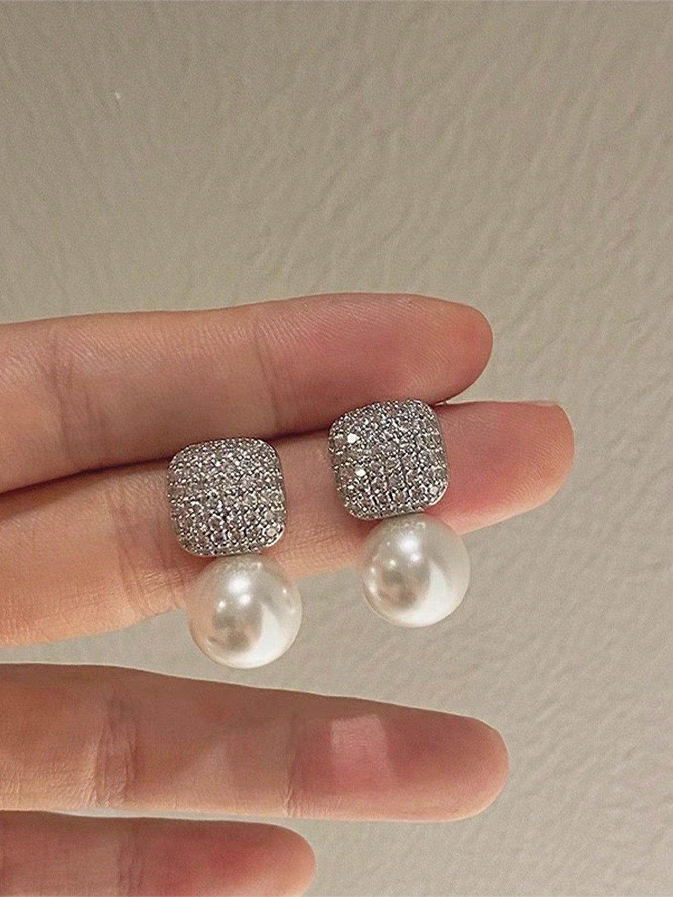 Rhinestone Pearl Earrings