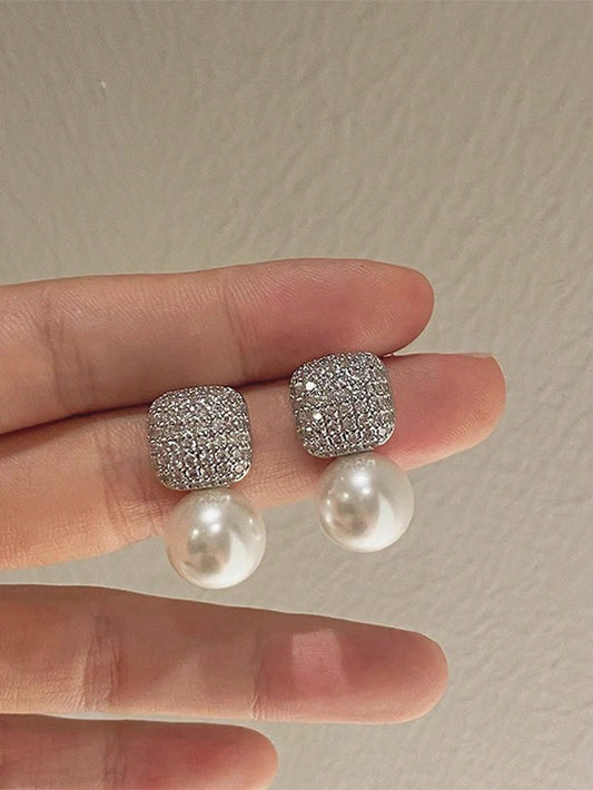 Rhinestone Pearl Earrings