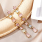 Crystal Geometric Square Tassel Earrings