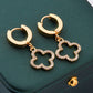 Gold-Tone Stainless Steel Hollow Flower Design Women's Stud Earrings