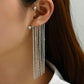 1pc Silver Rhinestone Stud Chain Fringe Ear Cuff (non-pierced)