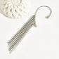 1pc Silver Rhinestone Stud Chain Fringe Ear Cuff (non-pierced)