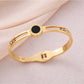 Minimalist Elegant Roman Numerals Cutout Bangle With Cz & Black Plate Stainless Steel Bracelet