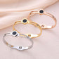 Minimalist Elegant Roman Numerals Cutout Bangle With Cz & Black Plate Stainless Steel Bracelet