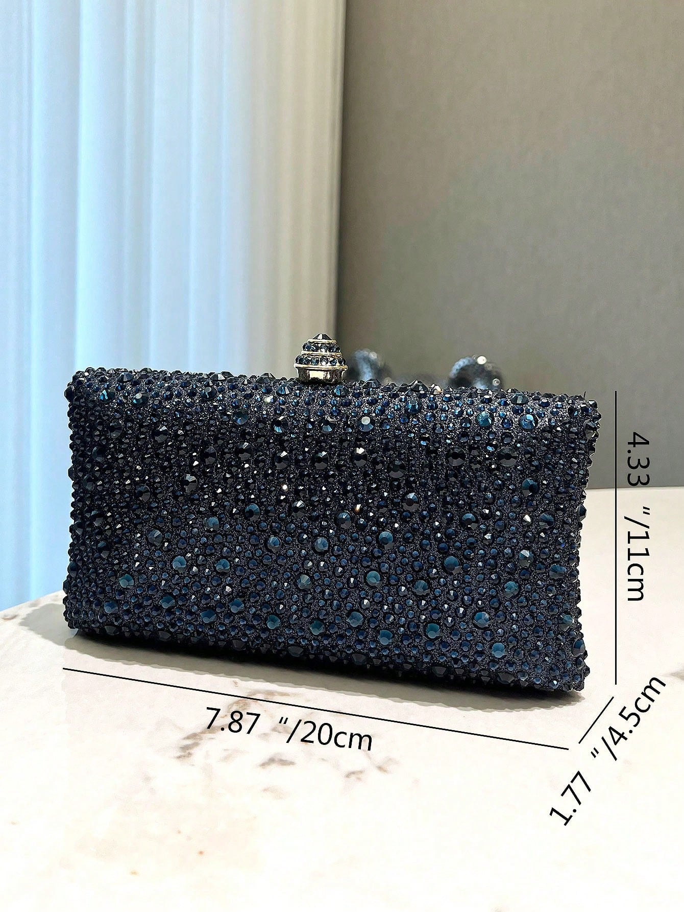 Silver Glitter Double-Side Rhinestone  Clutch Evening Bag