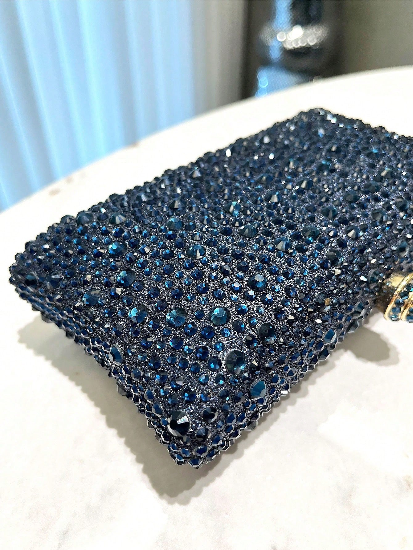 Silver Glitter Double-Side Rhinestone  Clutch Evening Bag