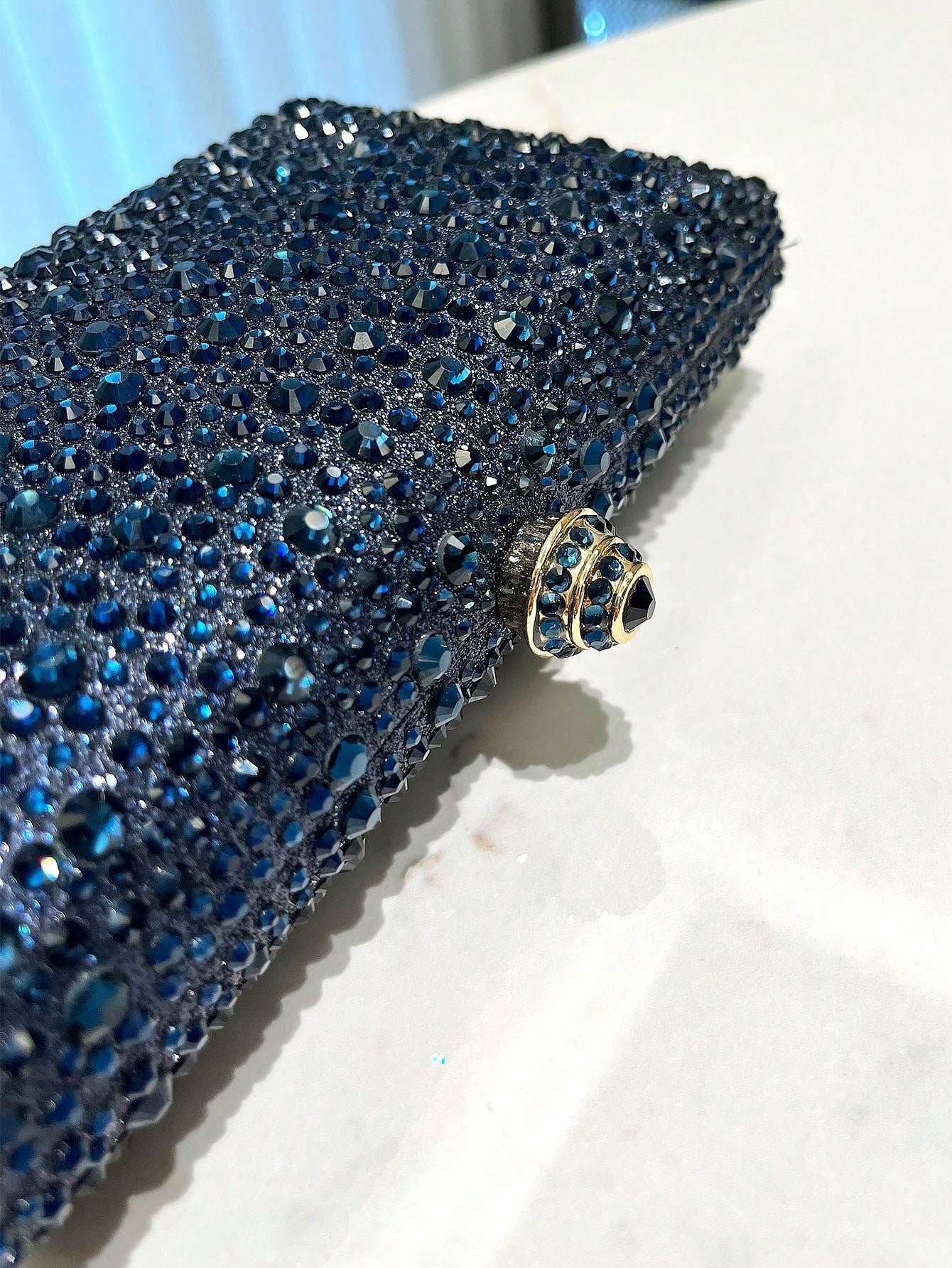 Silver Glitter Double-Side Rhinestone  Clutch Evening Bag