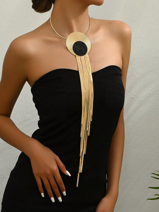 Creative Spliced Tassel Long Snake Chain Necklace