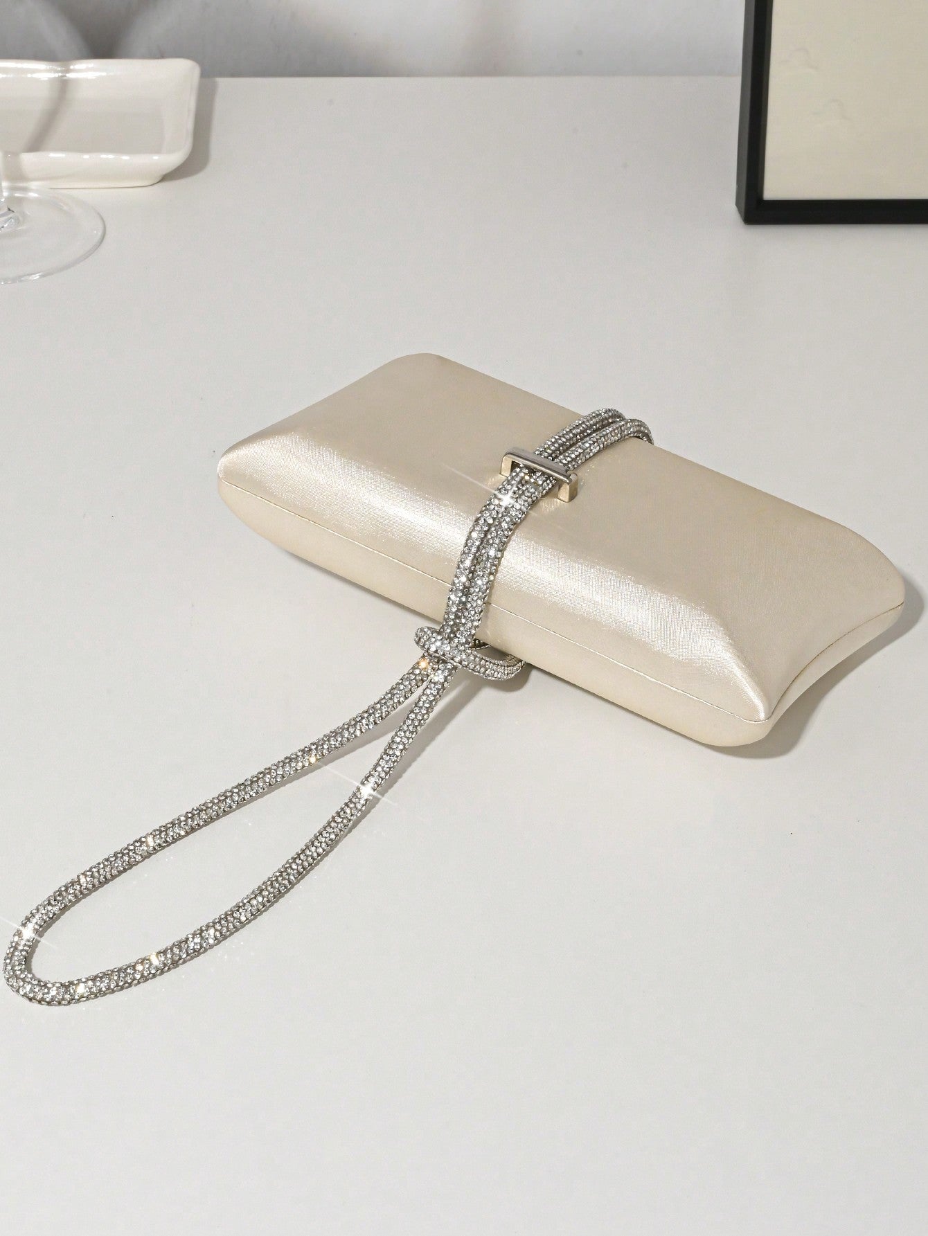 Rhinestone Rope Decorated Clutch Bag