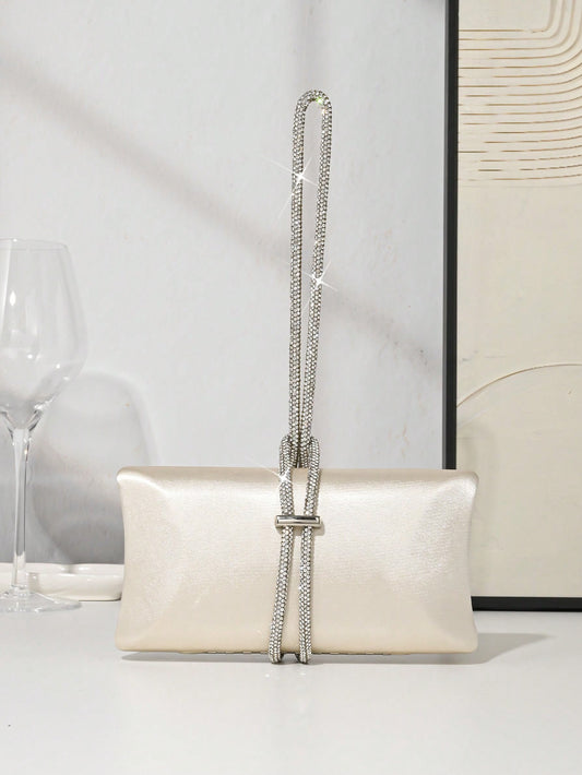 Rhinestone Rope Decorated Clutch Bag