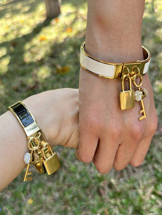 Stainless Steel  With Key Lock Pendant Bracelet