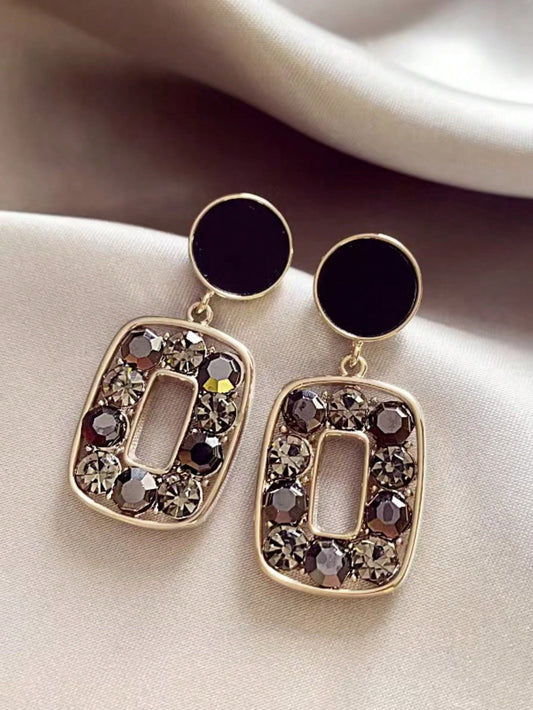 Black Zirconia Square Earrings