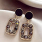 Black Zirconia Square Earrings
