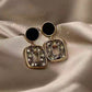 Black Zirconia Square Earrings