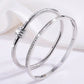 2 Pc Simple Fashion Light Luxury Stainless Steel Single Row Drill Rotating Bracelet