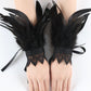2pcs Black Lace Floral Sleeve Cuffs With Lace Strap