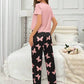 Round Neck Short Sleeve Heart Plaid Pajama Set