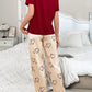 Color Block Striped Heart Print Pajama Set