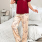 Color Block Striped Heart Print Pajama Set