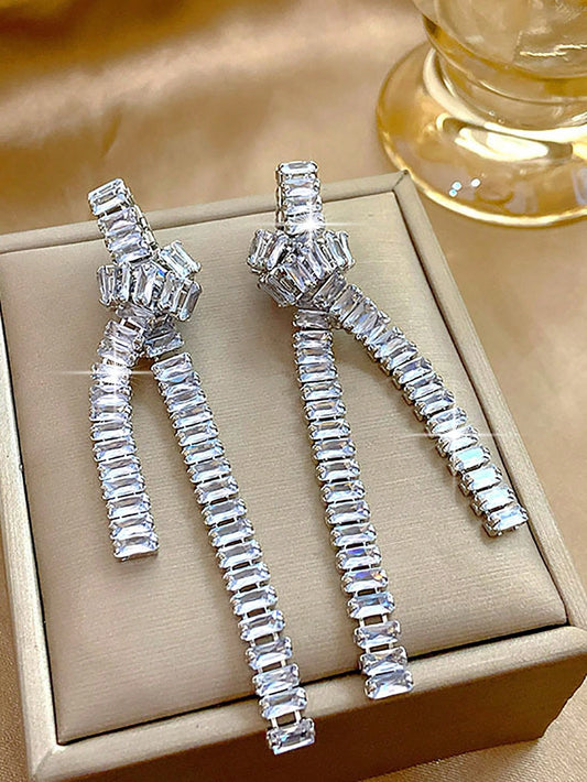 Cubic Zirconia Water Drop Dangle Earrings