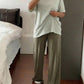 Short Sleeve T-Shirt & Straight Leg Long Pajama Pants Set