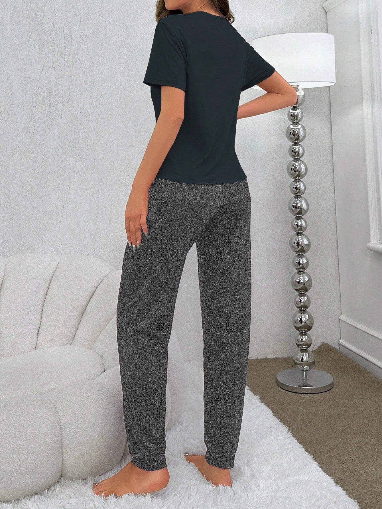 Short Sleeve T-Shirt And Long Pants Pajama Set