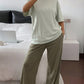 Short Sleeve T-Shirt & Straight Leg Long Pajama Pants Set