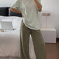 Short Sleeve T-Shirt & Straight Leg Long Pajama Pants Set