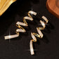 Exaggerated Geometric Spiral Cubic Zirconia Dangle Earrings