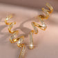 Exaggerated Geometric Spiral Cubic Zirconia Dangle Earrings