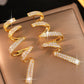 Exaggerated Geometric Spiral Cubic Zirconia Dangle Earrings