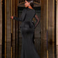 Pearl Decorated Mermaid Hem Formal Elegant Long Sleeve Evening Dress