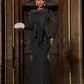 Pearl Decorated Mermaid Hem Formal Elegant Long Sleeve Evening Dress