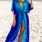 Ombre Print Belted Kimono Swim Coverup