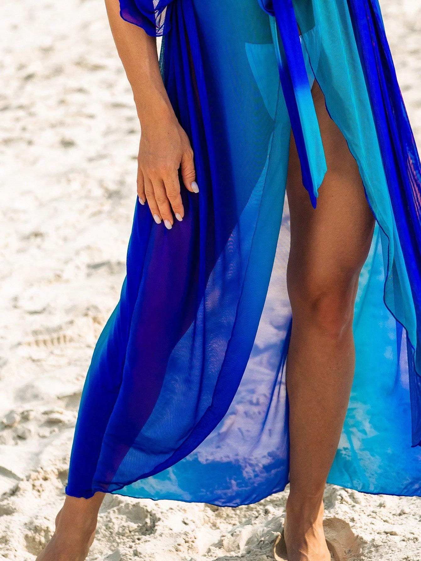 Ombre Print Belted Kimono Swim Coverup