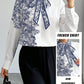 Floral Print Tie Collar Long Sleeve Elegant Blouse