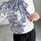 Floral Print Tie Collar Long Sleeve Elegant Blouse