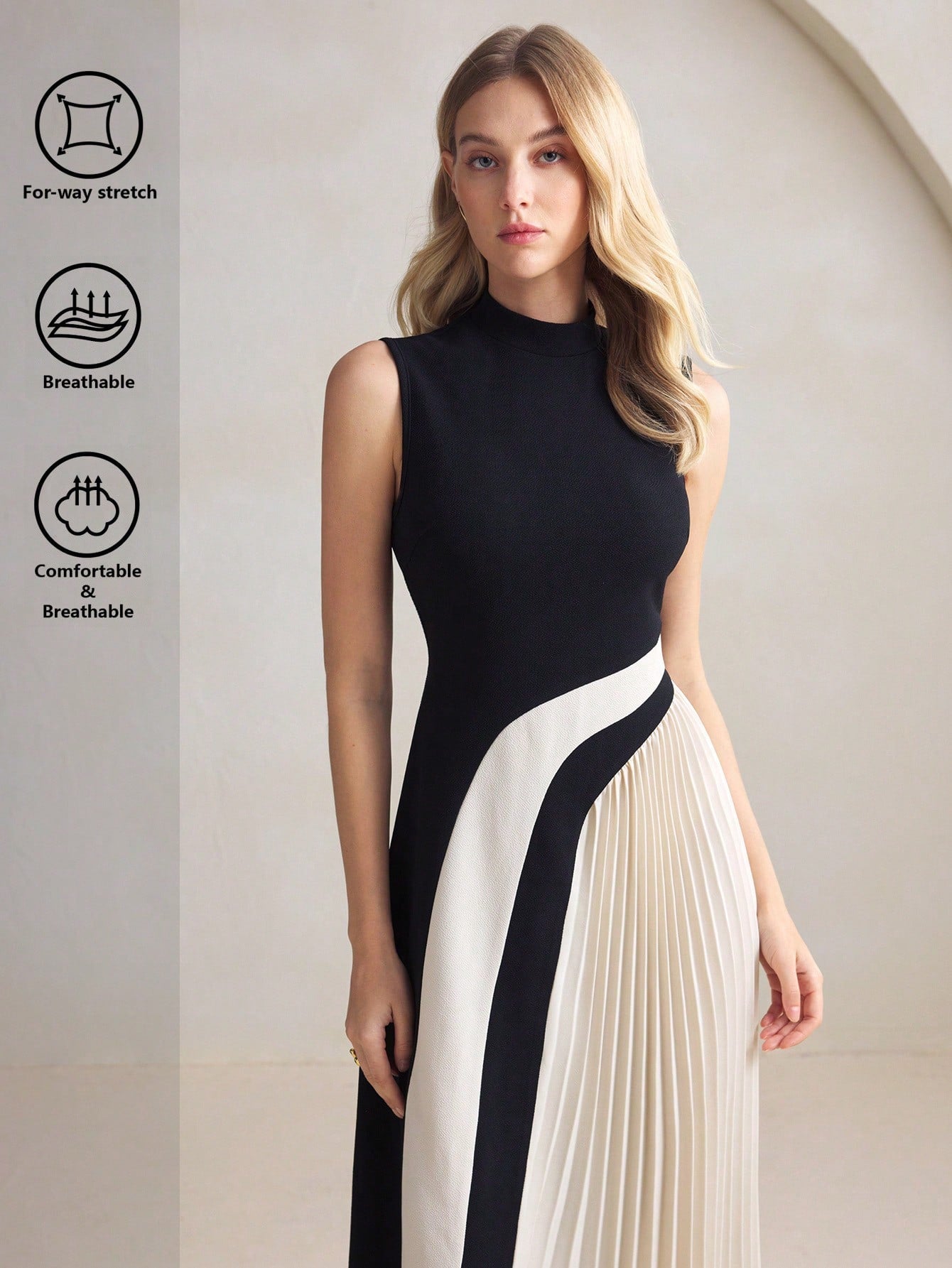 Black & White Contrast Sleeveless Dress