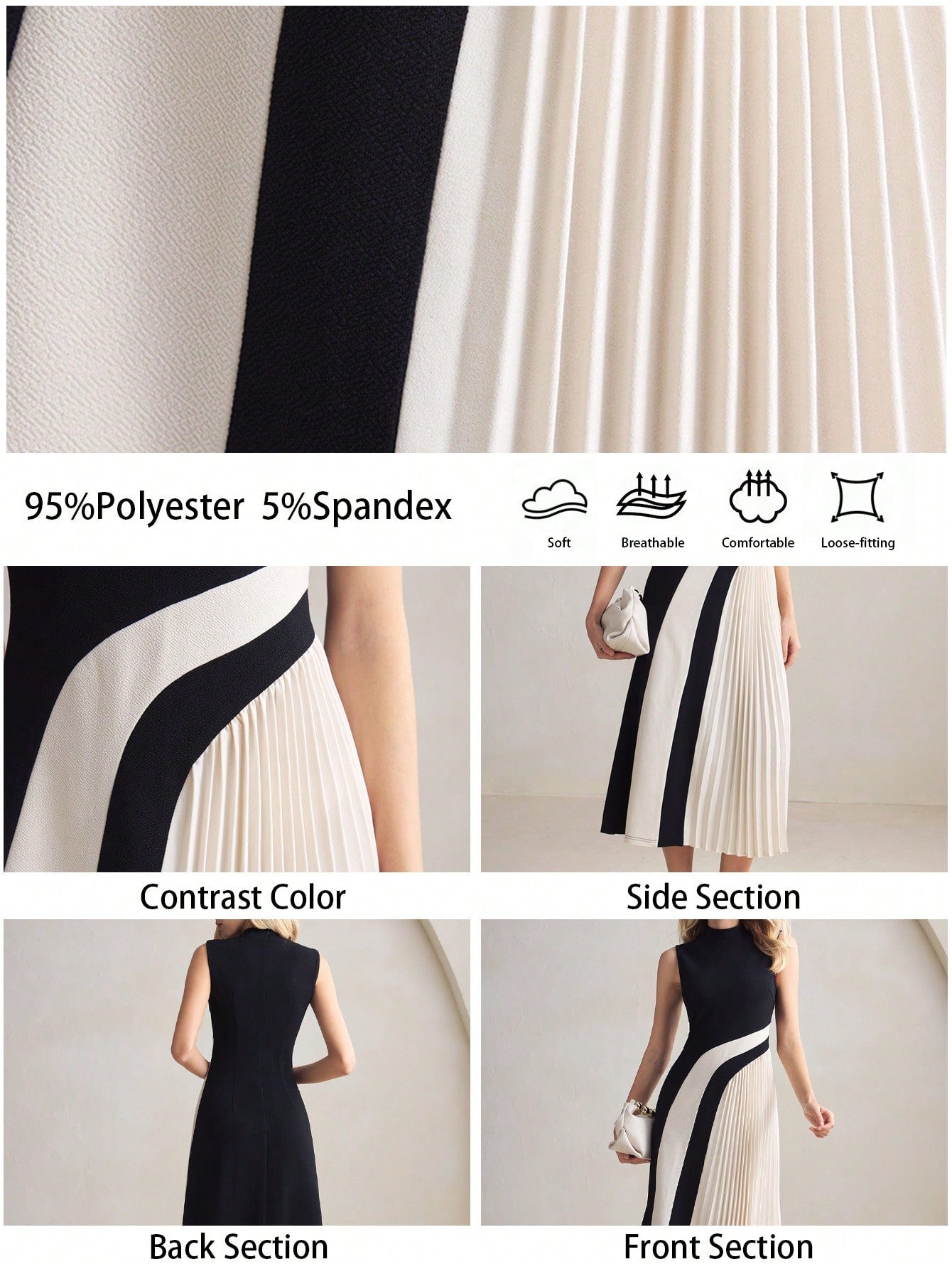 Black & White Contrast Sleeveless Dress