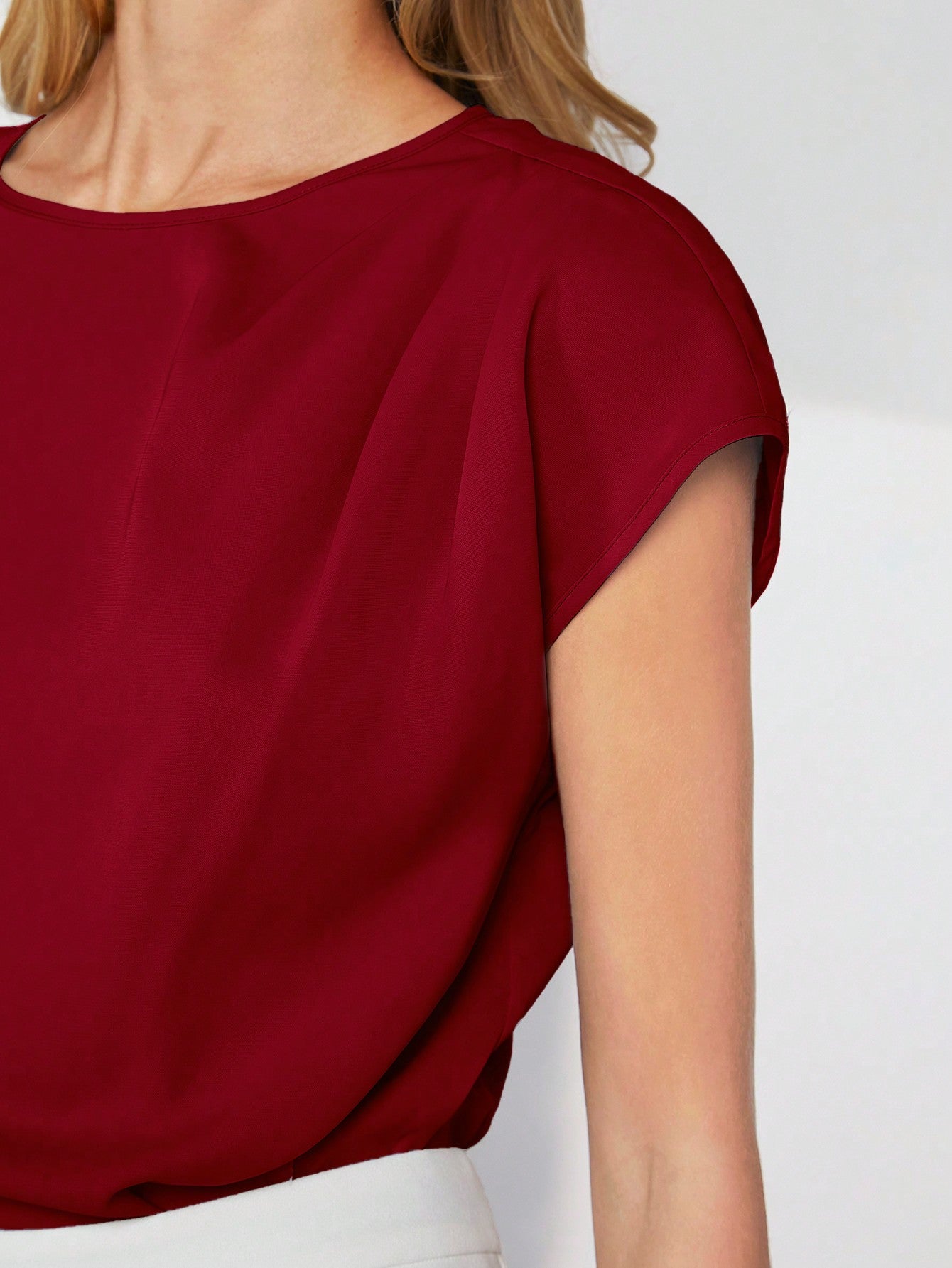 Burgundy Asymmetrical Batwing Sleeve Top