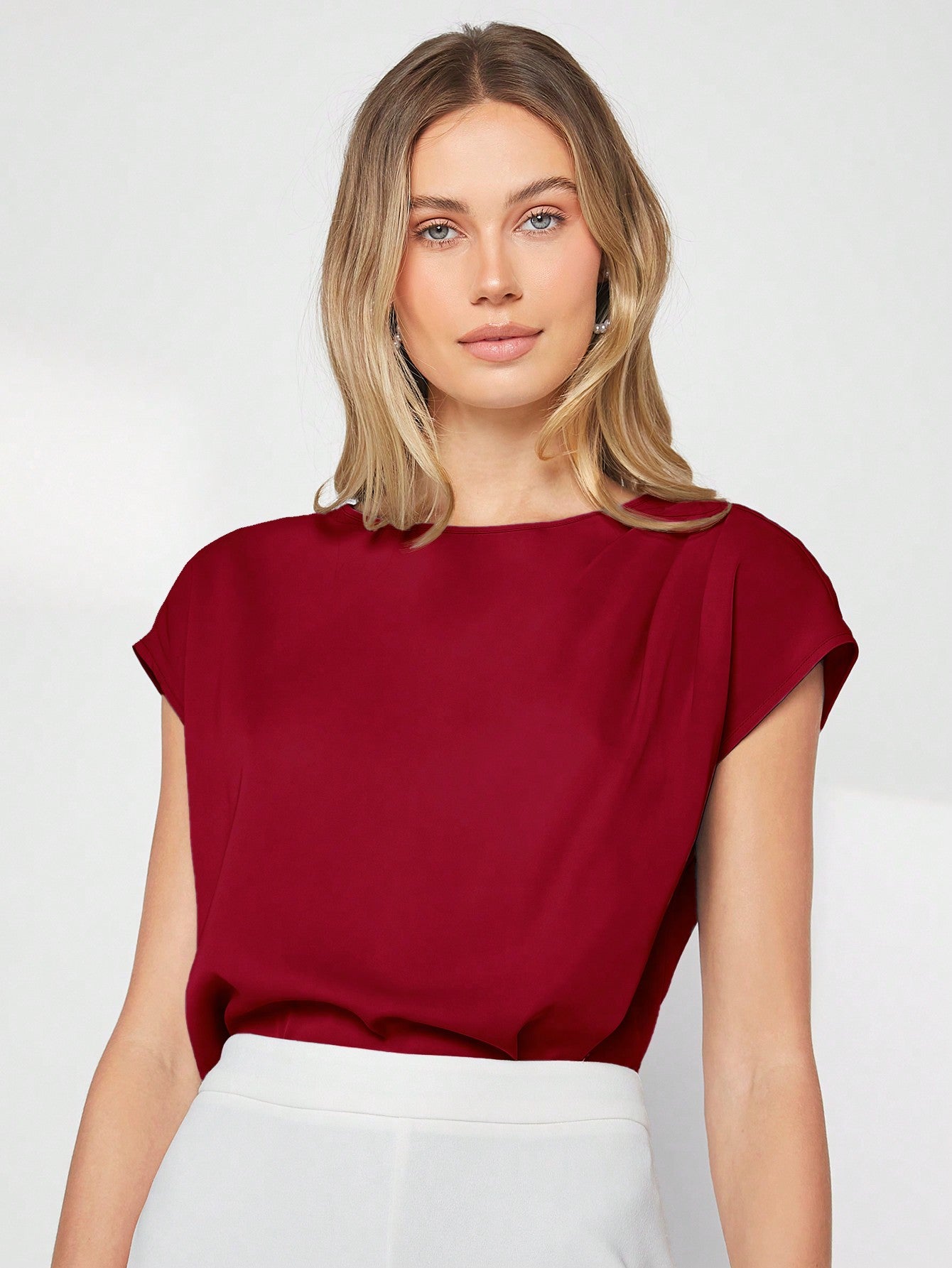 Burgundy Asymmetrical Batwing Sleeve Top