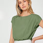 Green Asymmetrical Batwing Sleeve Top