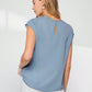 Blue Asymmetrical Batwing Sleeve Top